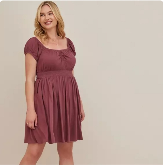 torrid Dresses & Skirts - Torrid Mini Lenny Smocked Waist Dress, Size 5